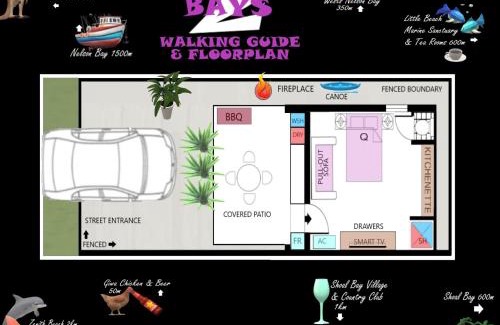 Nelson Bay Maison | 2Bays Studio- Walk to 2 Beaches! Perfect Location with Private Courtyard & BBQ