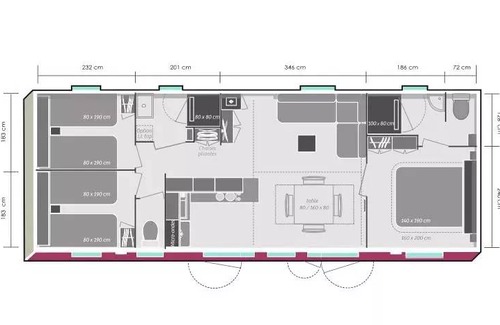Lansargues Maison | 38 m² Mobil-home ∙ 3 chambres ∙ 6 personnes