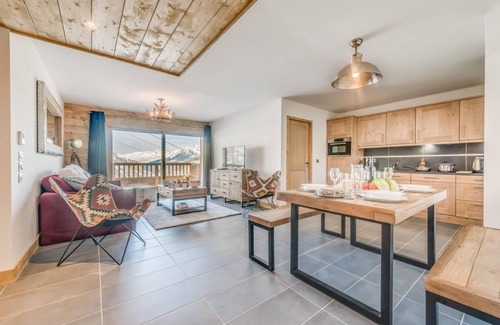 Les Boisses Appartement | A 50m de las pistas de esquí, 4.o piso, vista valle, fitness, piscina, sauna, hammam, balcón, tv