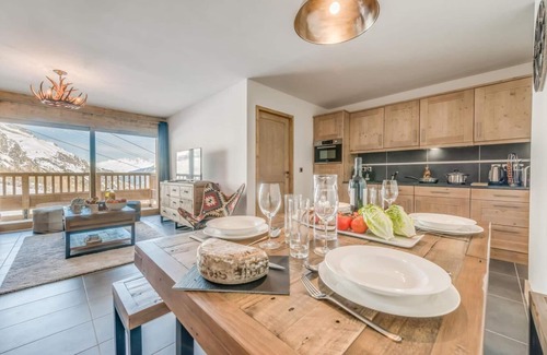 Les Boisses Appartement | A 50m de las pistas de esquí, 4.o piso, vista valle, fitness, piscina, sauna, hammam, balcón, tv