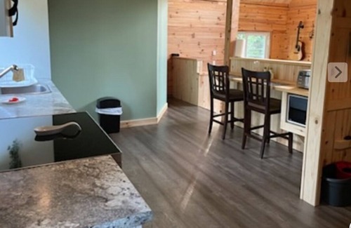 Notre-Dame-Des-Bois Cabine | A cozy rustic mountain side cabin with a small river on the property.