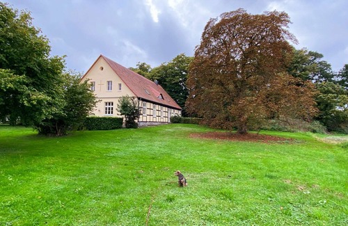 Borrentin Appartement | Altes Pastorat: Wohnung mit Kamin und Großem Garten