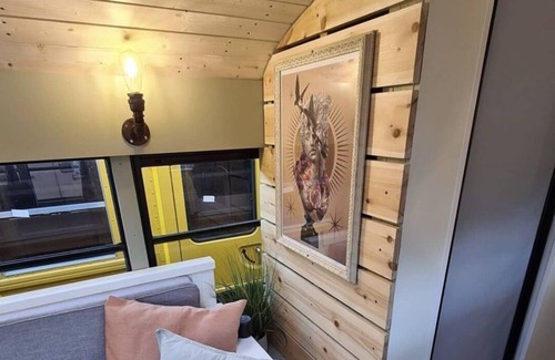 Ramsden Heath Maison | American School bus unique, quirky tiny home on wheels