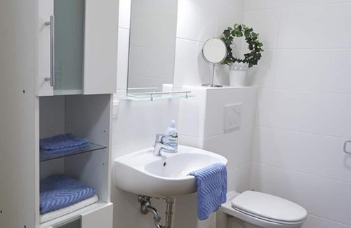 Halbturn Appartement | Apartment 2, balcony, shower/toilet, front side - Apartment Halbturn