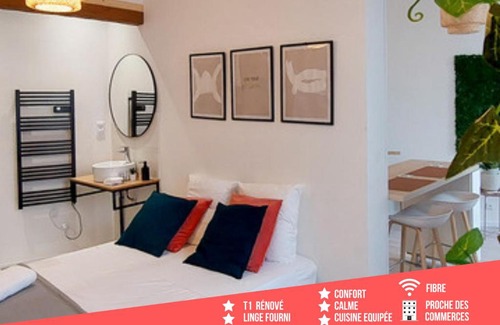 Montlucon Appartement | Artpink - Idéal Pros - Proche commerces - Agathor