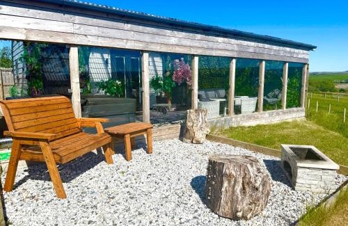 Cronberry Maison | Barlosh kiloch Tpod Lodge, Ayrshire, elec jacuzzi, bbq, Firepit, indooroutdoor terrace with outdoor sofa, egg chair,dinning country views,etc very spacious inside and out