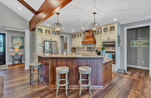 Westlake Corner Maison | BEST location on Smith Mtn lake! Waterfront home w POOL & Dock in no wake zone.