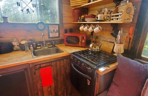 Cheney Cabine | Bigfoot Bungalow themed tiny home cabin! In the woods, 15 min from airport