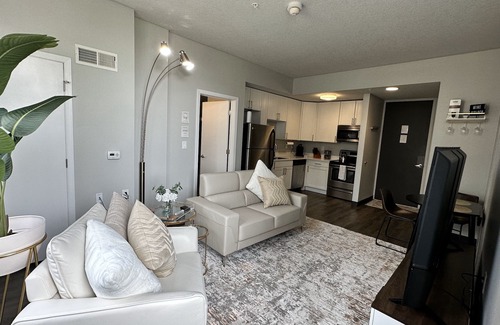 Downtown Des Moines Appartement | Boho Box- DT DSM Skyline view