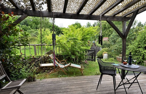 Arrien-en-Bethmale Cabine | Cabin 'Belle Lune' with Mountain View, Private Terrace and Private Garden