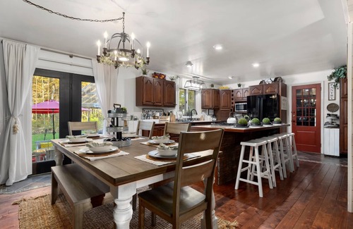 Warren Cabine | Cabin rental with Hot Tub, Fire Pit, mini fountain pond, hammocks, corn hole.