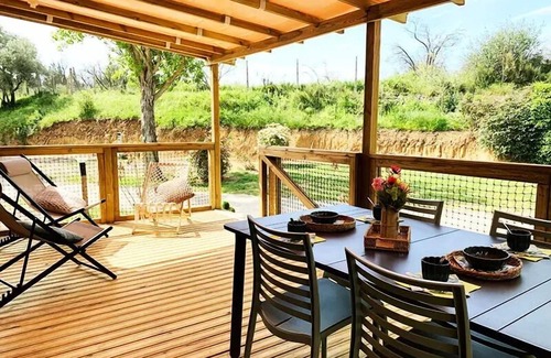 Mirepeisset Maison | Mobil-home PREMIUM 30m² - 2 chambres - TV - lave-vaisselle - climatisation - terrasse couverte - 4 personnes
