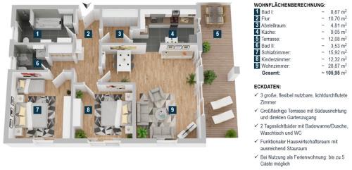 Hohe Dune Appartement | CBlue "Ferienhaus am Yachthafen - Strandläufer"