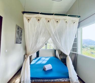 Le Morne-Rouge Maison | Chambre et SDB privative Ylang Ylang vue Mont Pelée dans maison partagée