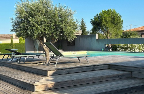 Ventenac-Cabardes Maison | Superbe villa de charme en pierre avec piscine près de Carcassonne. Vue Pyrénées