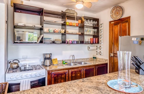 Barrio Ricos y Famosos Maison | Colorful, dog-friendly home with private pool, W/D, & lush setting