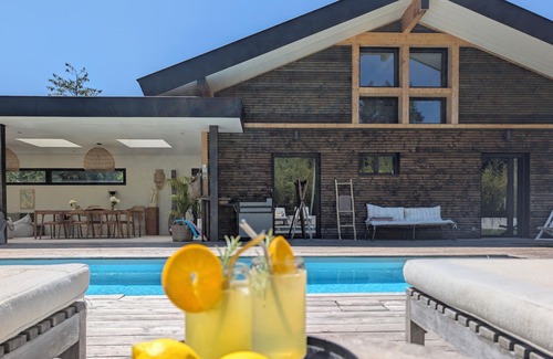 Echarvines Villa | Contemporary villa with pool, panoramic lake & mountain views, AC
