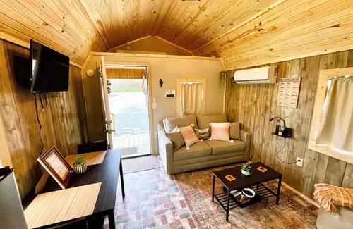 Jerusalem Cabine | Cozy cabin features features queen pullout and twin in loft. Pet friendly