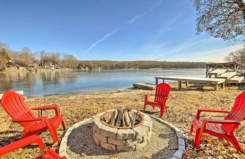 Coventry Lake Cottage | Cozy Lakefront Cottage w/ Fire Pit, Grill & Views!