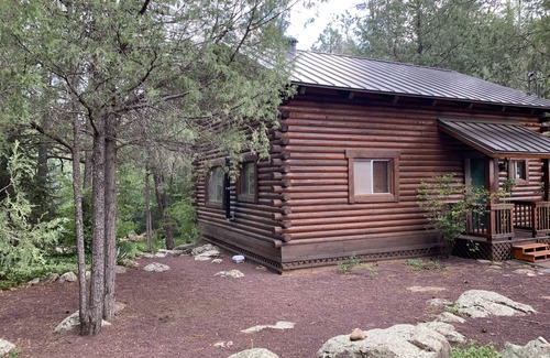 Whispering Pines Cabine | Cozy cabine streamfront niché dans les pins