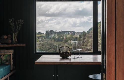 Red Hill South Cabine | Cute tiny retreat with mini-wood stove, firepit & stunning winery valley views