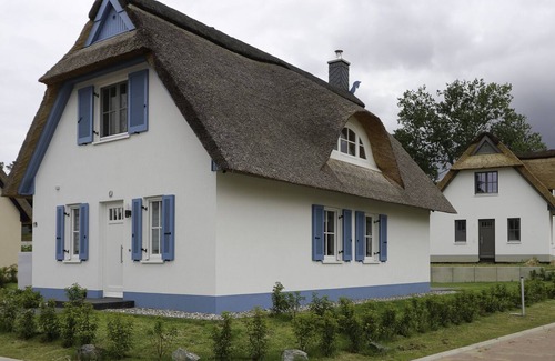 Stove Maison | Das Reetgedeckte Ferienhaus Seeschwalbe mit Blick auf die Historische Windmühle in Stove, ist ein Traumhaftes Urlaubsdomizil