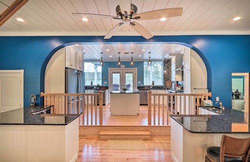 Brodheadsville Villa | Dock, Game Room: Lakefront Villa in Saylorsburg!