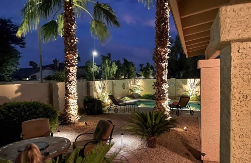 Palm Valley Maison | Dog-friendly home with pool, firepit, fast WiFi, central AC, & washer/dryer