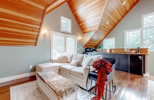 Wolfeboro Appartement | Dog-friendly studio with kitchenette, W/D, firepit, & hot tub access