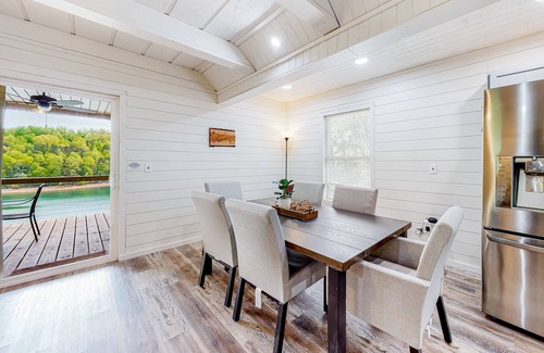 Flat Hollow Marina Cabine | Dog-friendly waterfront home with a firepit, grill, deck, board games, & dock