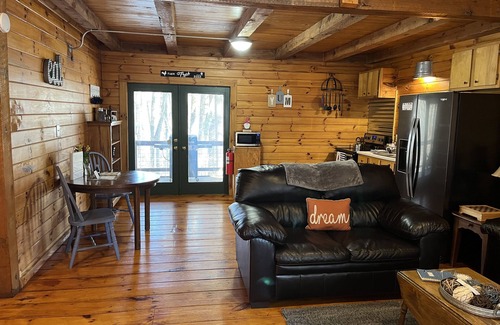 Carbon Hill Cabine | Evergreen Hideaway est une cabane nichée sous de grands pins.