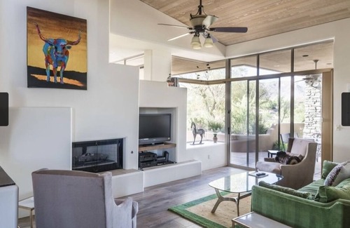 Desert Mountain Maison | Exclusive Desert Mountain, Scottsdale Double Master Suite with fireplace.