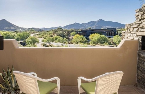 Desert Mountain Maison | Exclusive Desert Mountain, Scottsdale Double Master Suite with fireplace.