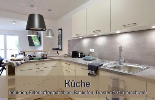 Hockelheim Appartement | Ferienhaus Höckelheim - FeWo Blaue Lagune - neu, modern & geräumig - 100 qm - 3 Schlafzimmer - bis 6 Gäste, Babies reisen gratis - Garten, Grill & Terrasse - Fußbodenheizung - Smart-TV - Küche mit Backofen, Spülmaschine & Toaster - nahe Göttingen