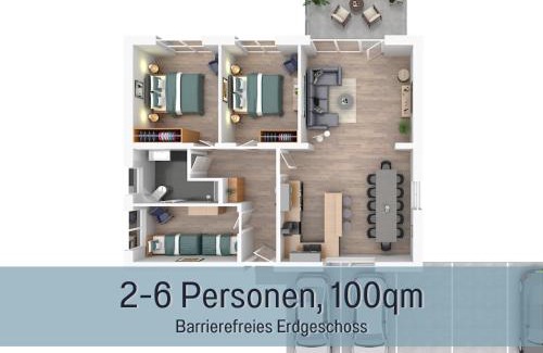 Hockelheim Appartement | Ferienhaus Höckelheim - FeWo Savanna Lodge - barrierefrei - 100qm - 3 Schlafzimmer - bis 6 Gäste - Babies reisen gratis - Terrasse, Garten & Grill - vollausgestattete Küche mit Spülmaschine - Klimaanlage, Fußbodenheizung & Raffstores - nahe Göttingen
