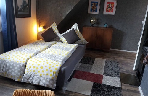 Uftrungen Appartement | Ferienwohnung 'frühauf' in Südharz met Dakterras, 2 Slaapkamer, max 6 Personen