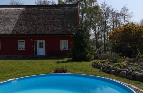 Grubnow Maison | FH avec toit de chaume, sauna, vue sur le lac, piscine - FH