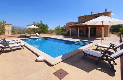 Santa Eugenia Villa | Finca "Cas General" avec vue sur la montagne, piscine, A/C, WLAN, terrasse, balcon et jardin