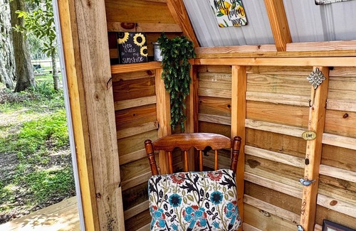 Reddick Cabine | Grass Campers whimsical 1 room Glamping Forest Hideaway Sugar Shanty near WEC