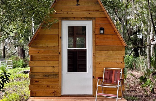 Reddick Cabine | Grass Campers whimsical 1 room Glamping Forest Hideaway Sugar Shanty near WEC