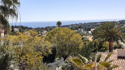 Pinar del Advocat Appartement | habitación con techo inclinado y vista al mar