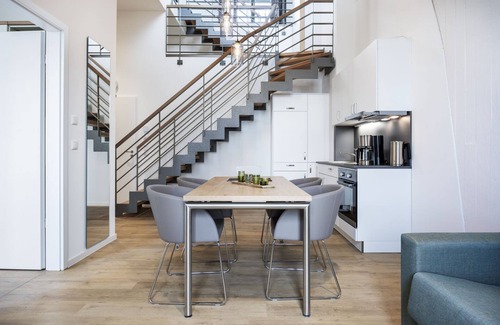 Wismar Appartement | Harbor residence with gallery bedroom, roof terrace and unique harbor view - Krusespeicher