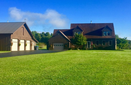 West Winfield Maison | HEATED POOL! 4 Bed/3 Bath home on 30 acres with pond and trails!