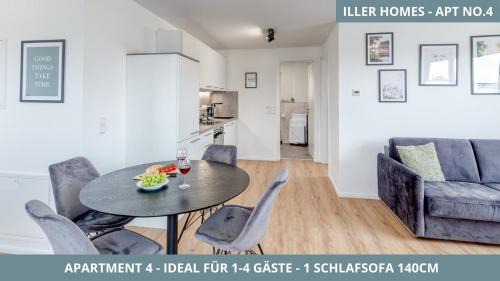 Voehringen Appartement | Iller Homes - 5 x Moderne Fewos je 1bis2 oder 1bis4 Pers mit Küche u Balkon - Parkplätze vorhanden