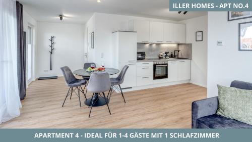 Voehringen Appartement | Iller Homes - 5 x Moderne Fewos je 1bis2 oder 1bis4 Pers mit Küche u Balkon - Parkplätze vorhanden