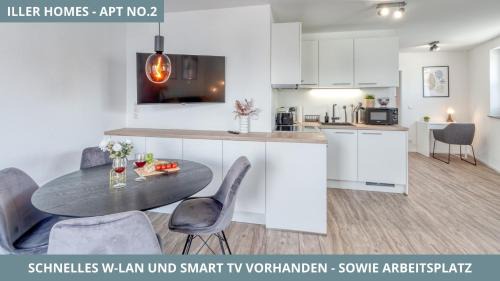 Voehringen Appartement | Iller Homes - 5 x Moderne Fewos je 1bis2 oder 1bis4 Pers mit Küche u Balkon - Parkplätze vorhanden