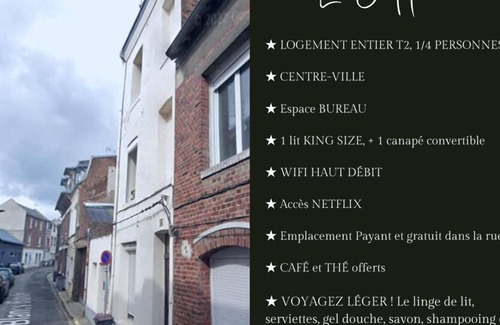Saint-Quentin Appartement | Joli Duplex Tout Équipé Centre-ville Wifi Gratuit Netflix 1/2 Pers