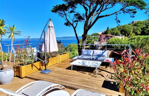 Ile du Levant Appartement | L'Abeste Studio 20m2 Climatisé Vue mer Terrasse
