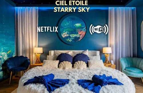 Cronenbourg Est Appartement | La Paillote Strasbourgeoise - Ciel étoilé - Bord de Mer - Parking gratuit - Vidéoprojecteur - Lit rond