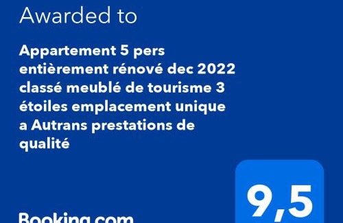Autrans Appartement | le face au tremplin Appartement 5 pers entièrement rénové dec 2022 classé meublé de tourisme 3 étoiles emplacement unique a Autrans proche du village prestations de qualité